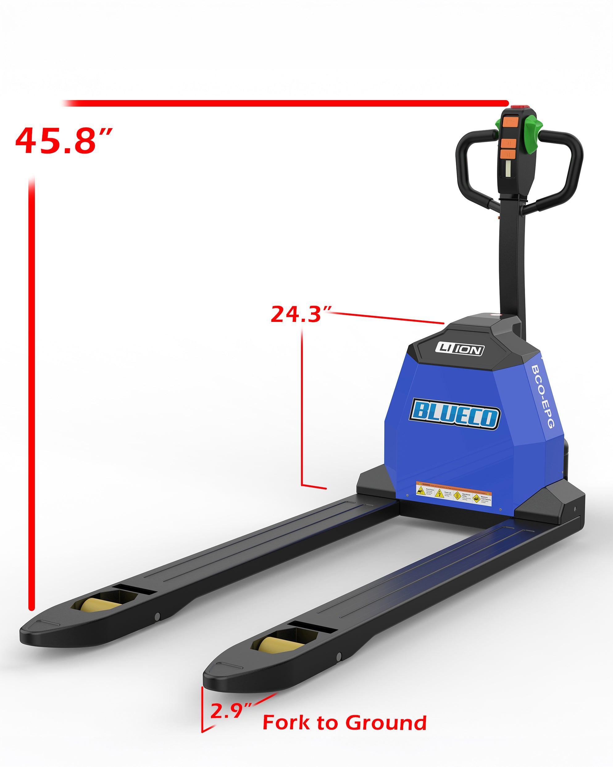ELECTRIC PALLET JACK 4,400LBS LOW PROFILE FORKS - BLUECO